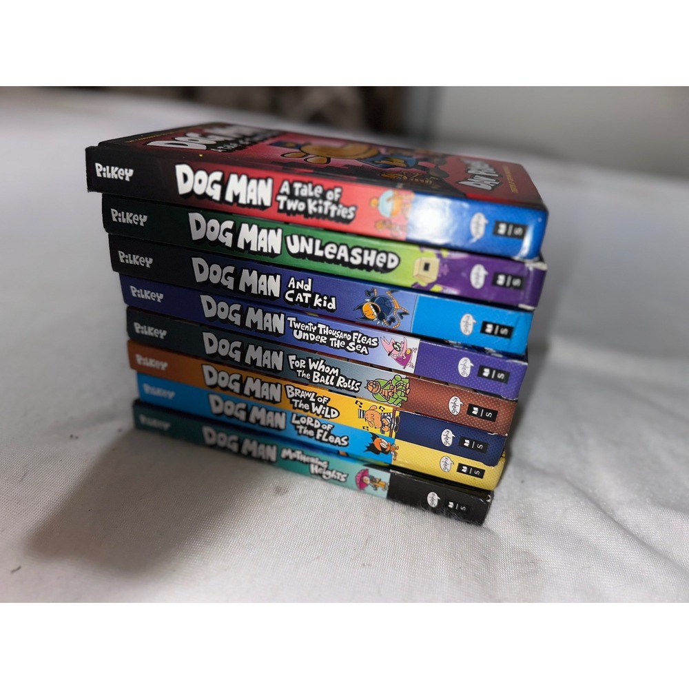 Dog Man Hardcover Lot Dav Pilkey 8 Books Unleashed Cat Kid Mothering Heights